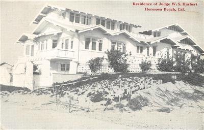 Residence of Judge W.S. Harbert, Hermosa Beach, CA 1918 Vintage Postcard