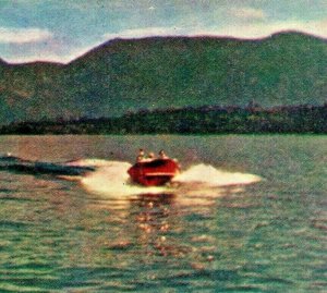 Flathead Lake Montana MT Motor Boat Speed Boat UNP Vtg Chrome Postcard  S20