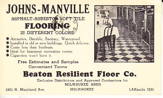 Johns-Manville Flooring Ad on 1942 Postal Card