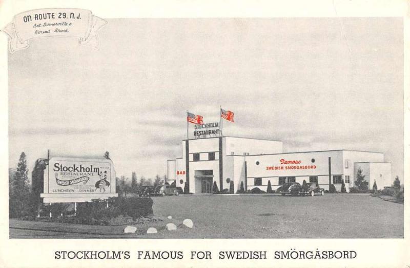 Somerville New Jersey Stockholm Smorgasbord Street View Antique Postcard K107932