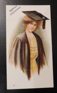 Mint USA Advertising Postcard Lowneys Chocolates Graduation Woman Cap Gown