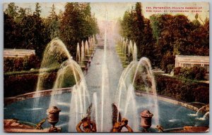 St. Petersburg Russia 1911 Postcard Peterhof Private Garden Of The Czar