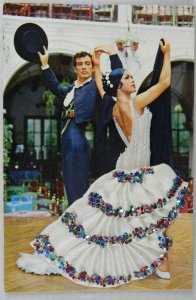 Formal Man and Beautiful Woman Embroidered Dancing Together - Vintage Postcard