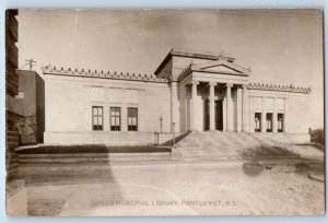 Pawtucket Rhode Island RI Postcard RPPC Photo Sayles Memorial Library Building