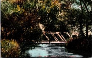 An Irrigation Canal, Bridge, Fresno California Vintage Postcard G07