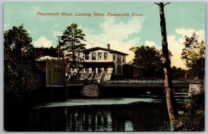 Vtg Forestville Connecticut CT Pequabuck River Looking West 1910s Postcard