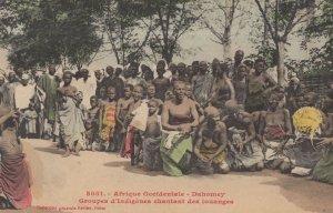 Dahomey Africa Tribe African Family Group Singing Praise Old Postcard