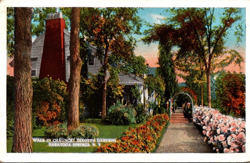 New York Saratoga Springs Walk In Chauncey Olcott's Gardens 1925 Curteich