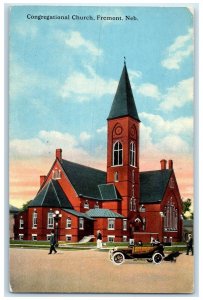 c1940s Congregational Church Exterior Fremont Nebraska NE Unposted Cars Postcard