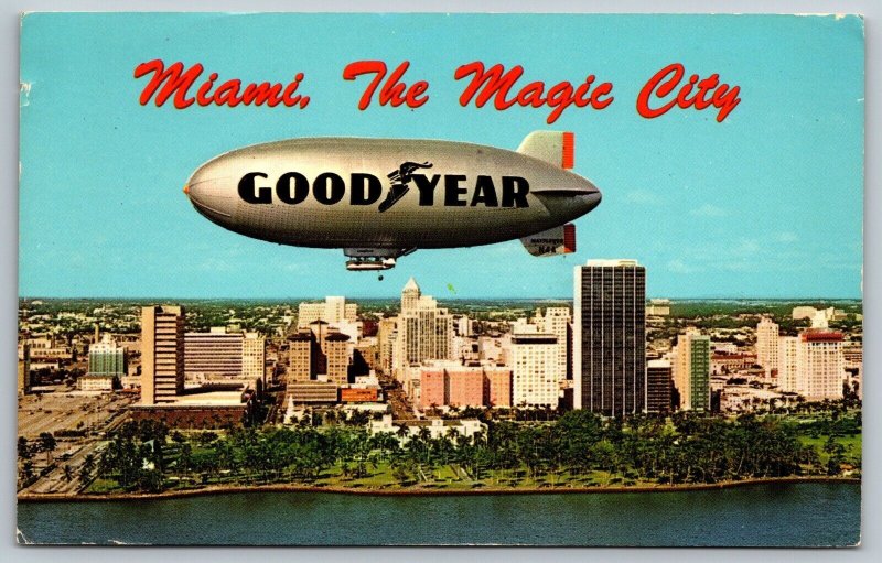 VIntage Airline Airplane Postcard - Goodyear Blimp - Miami The Magic City