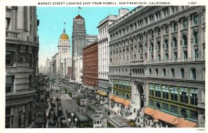 Vintage Postcard Market Street East From Powell Buildings San Francisco Calif.