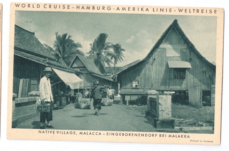 Hamburg Amerika World Cruise Malacca Malaysia SS Resolute Steamer 1931 Postcard