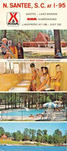 SANTEE SOUTH CAROLINA-KOA CAMPGROUND-MULTI IMAGE + MAP POSTCARD 1970s