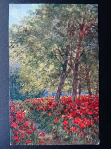 Norfolk POPPIES IN WOODLAND Clement Scott Quote c1920 Postcard by Jarrolds