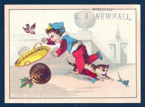 VICTORIAN TRADE CARDS (5) GA Newhall Children w/Animals