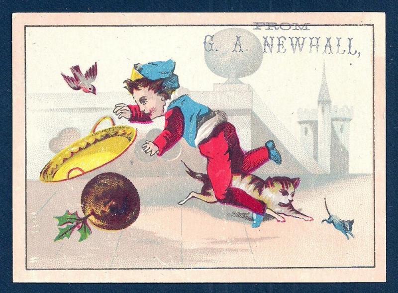 VICTORIAN TRADE CARDS (5) GA Newhall Children w/Animals