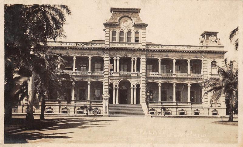 E7/ Honolulu Hawaii Real Photo RPPC Postcard 1922 Palace Building Front 
