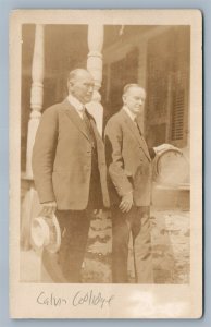 PRESIDENT CALVIN COOLIDGE w/ HIS FATHER ANTIQUE REAL PHOTO POSTCARD RPPC