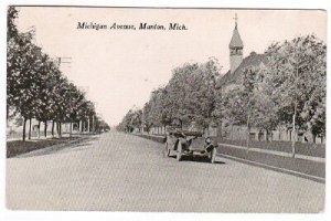 Michigan Avenue Car Manton MI 1916 postcard