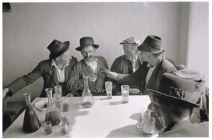 Hungarian 1940s Farmers Farming Alcohol Puszta Hungary Pub Award Photo Postcard