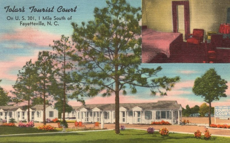 Vintage Postcard 1952 Tolars Tourist Court Fayetteville North Carolina N. C.