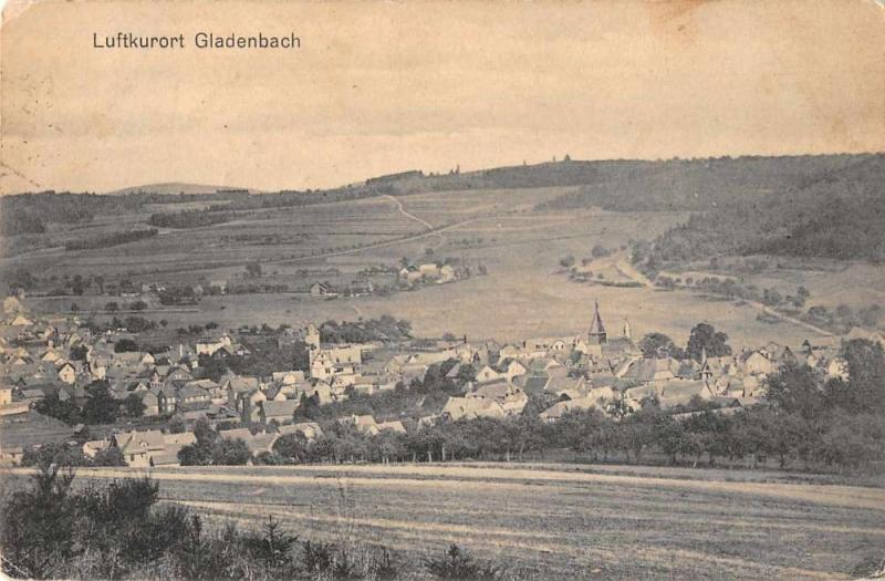 Gladenbach Hesse Germany birds eye view Luftkurort and area antique pc Z18095
