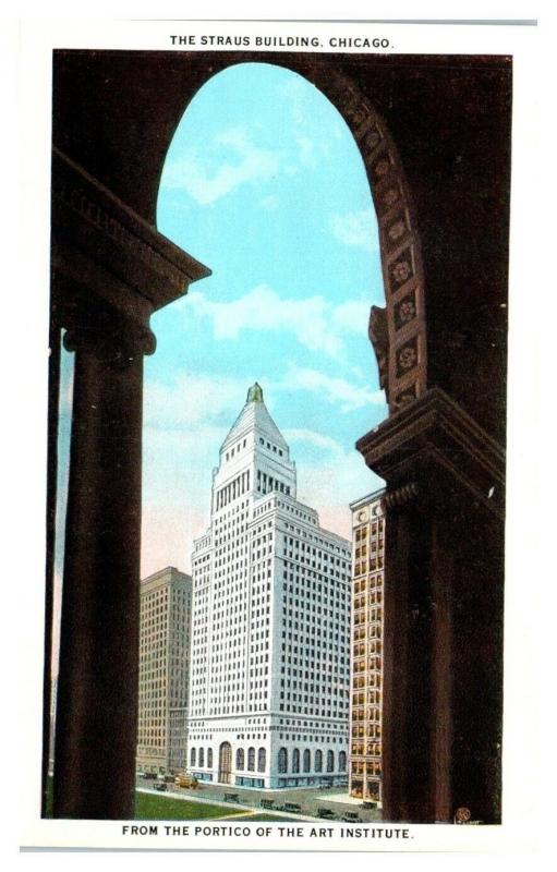 Straus Building from the Art Museum Portico, Chicago, IL Postcard *5N1