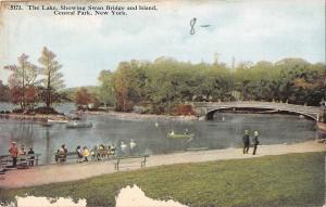 BR46530 The lake showing swan bridge and island central park new york   NY