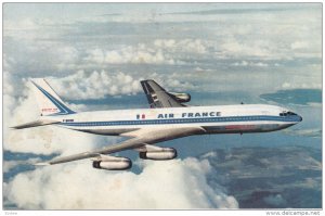 Boeing 707 Intercontinental, Four-engined jet passenger airliner in flight, A...