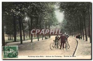 Fontenay sous Bois Old Postcard Avenue de Fontenay wood Entree (bike riders c...