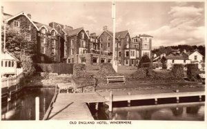 Old England Hotel, Windermere Pier, Best Wishes Greetings, RPPC Vintage Postcard