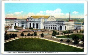 Postcard - Union Station And Columbus Memorial Fountain - Washington, D. C.