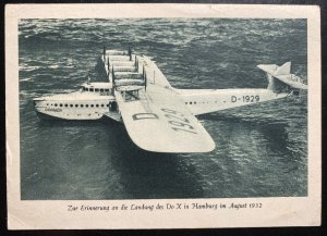 Mint Dornier DOX Seaplane RPPC Postcard Biggest In The World Hamburg 1932