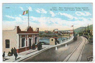 International Bridge Border El Paso Texas 1929 postcard