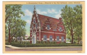 Zwaanendael House Dutch Settlers Memorial Lewes Delaware linen postcard