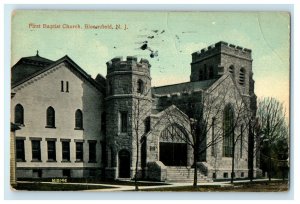 1915 First Baptist Church, Bloomfield, New Jersey NJ Antique Posted Postcard