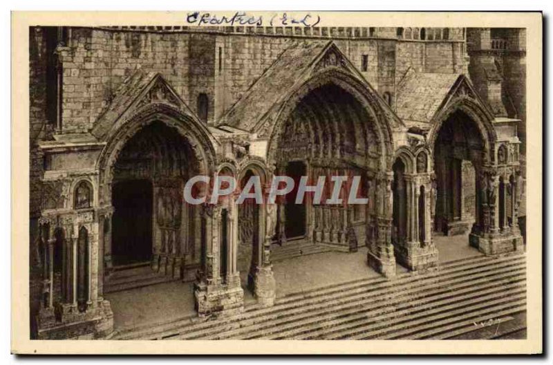 Old Postcard Chartres Cathedral North Portal