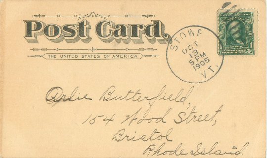 Stowe, Vermont Palisades 1905 Undivided Back Postcard Postally Used