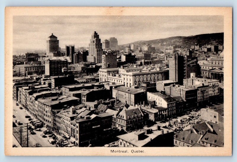 Montreal Quebec Canada Postcard Bird's Eye View Buildings Cars Scene c1930's