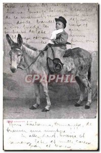 Old Postcard Donkey Mule Child