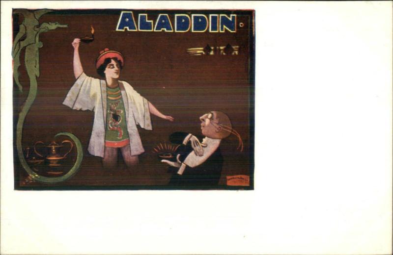 Theatre Adv Promo Poster Art ALADDIN w/ Lamp - David Allen & Sons London PC