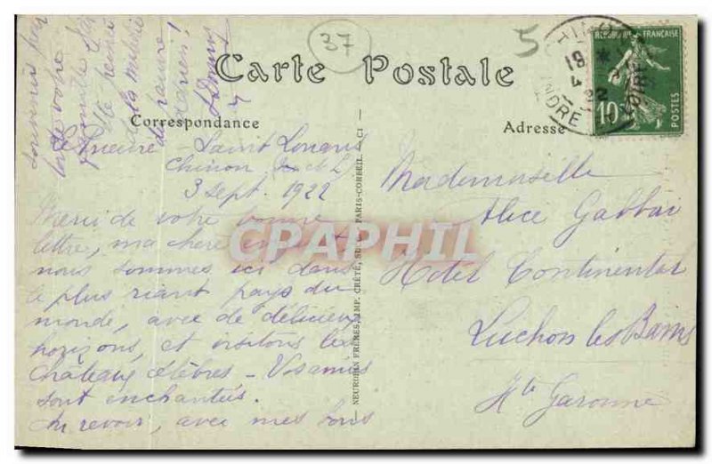 Old Postcard Chateau de Chinon Clock Tower