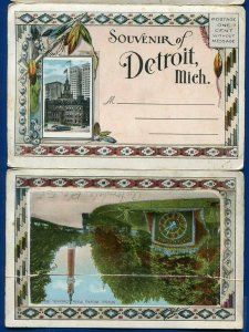 Detroit Michigan mi Grand Circus Park River Tunnel Central Sta postcard folder