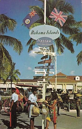 Bahamas Nassau Signpost In Rawson Square