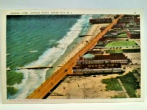 Ocean City NJ beach boardwalk ocean air view looking south New Jersey postcard