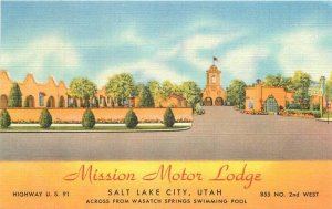 Utah Salt Lake City Mission Motor Lodge 1940s Teich linen Postcard 22-9418