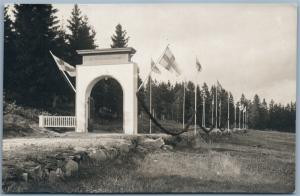 ARCH w/ FINNISH FLAGS FINLAND VINTAGE REAL PHOTO POSTCARD RPPC