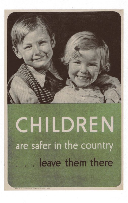 Children Are Safer In The Country WW2 Bombing Military Poster Postcard