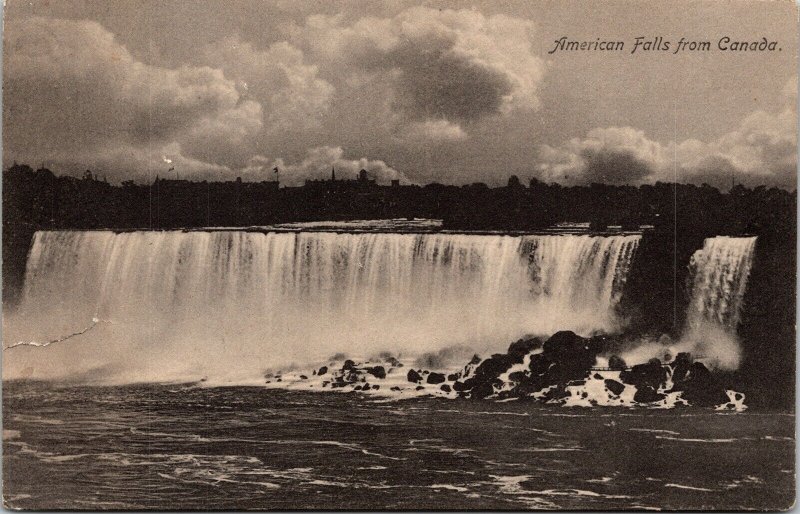 American Falls From Canada Antique Postcard UNP Unused DB Germany