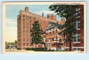 LA CROSSE, WI Wisconsin ~ ST FRANCIS HOSPITAL  c1940s Linen Postcard